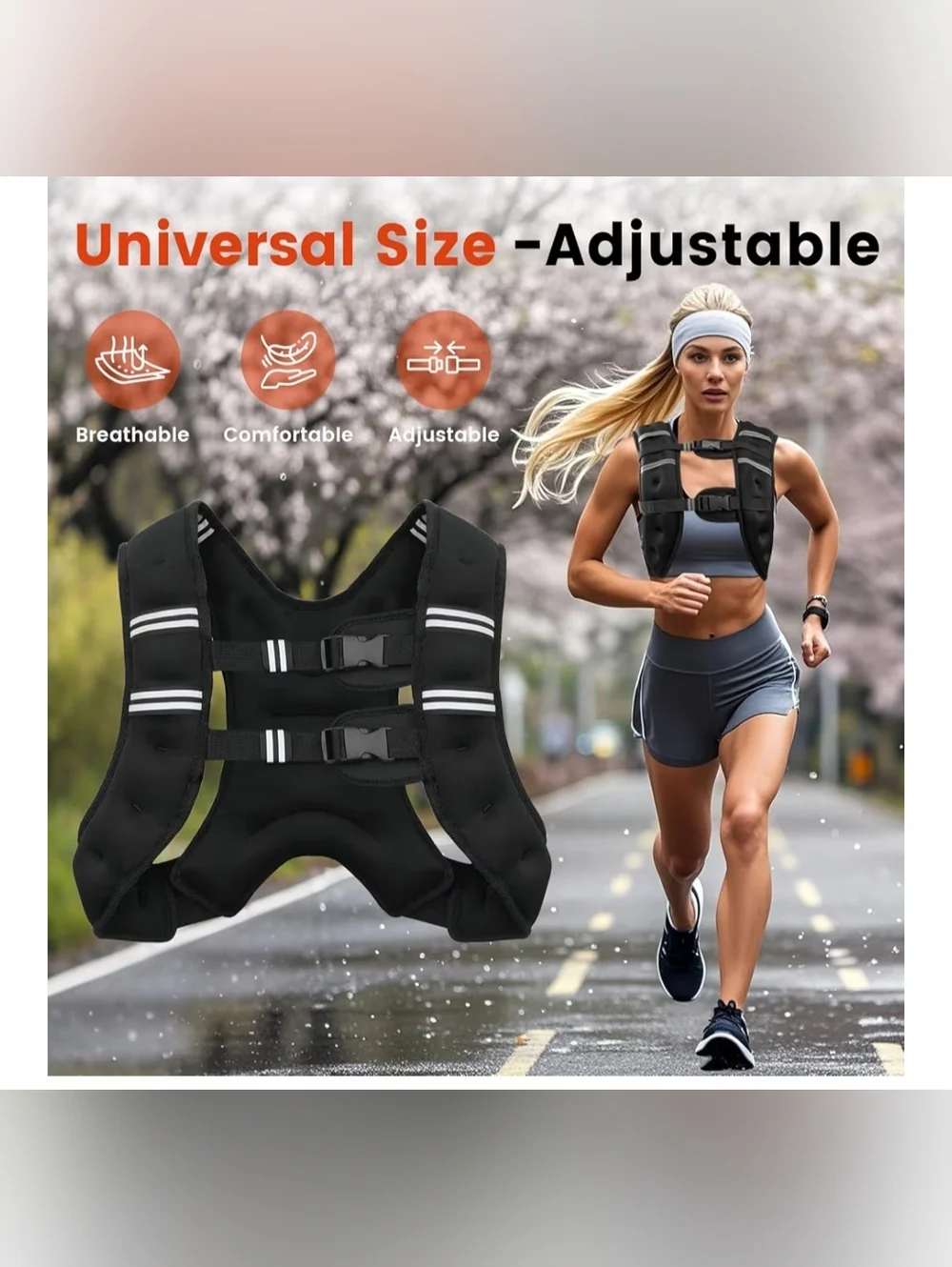 NWT Adjustable Black Weighted Vest for Men/Women - 12LB - Picture 7 of 8